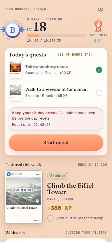 The Levolve Home screen in the Celeb style